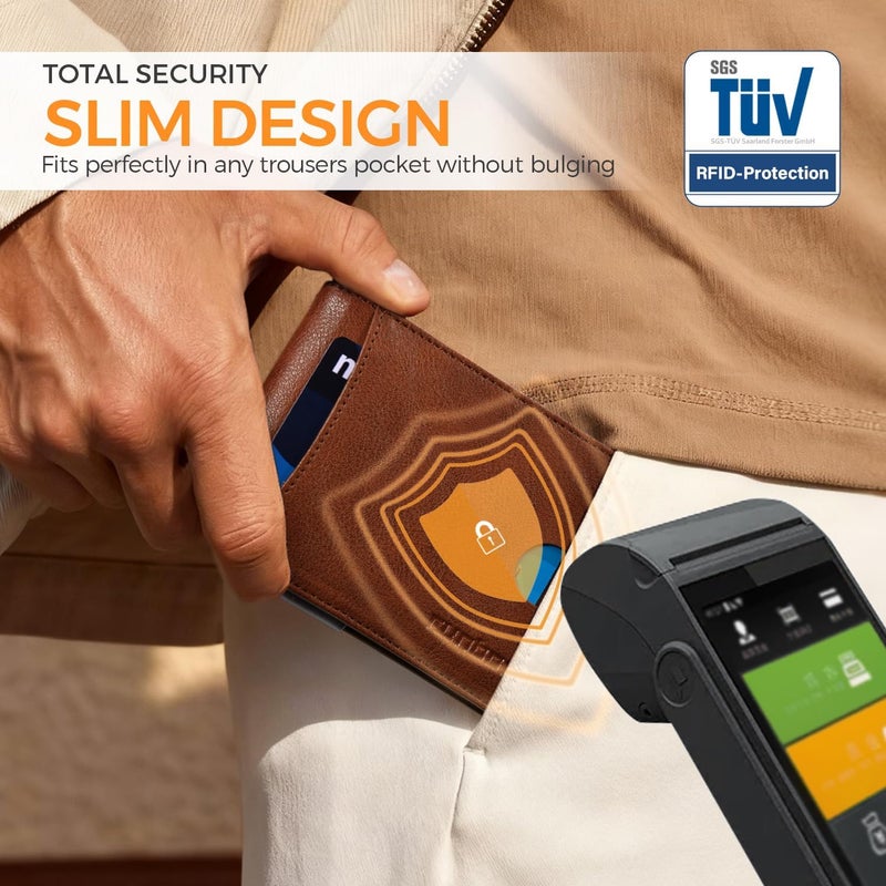 RUNBOX Slim Novelty Wallets for Men RFID Blocking 11 Card Holder Minimalist Small Leather Bifold Men's Front Pocket Wallet Gift Box - Image 5